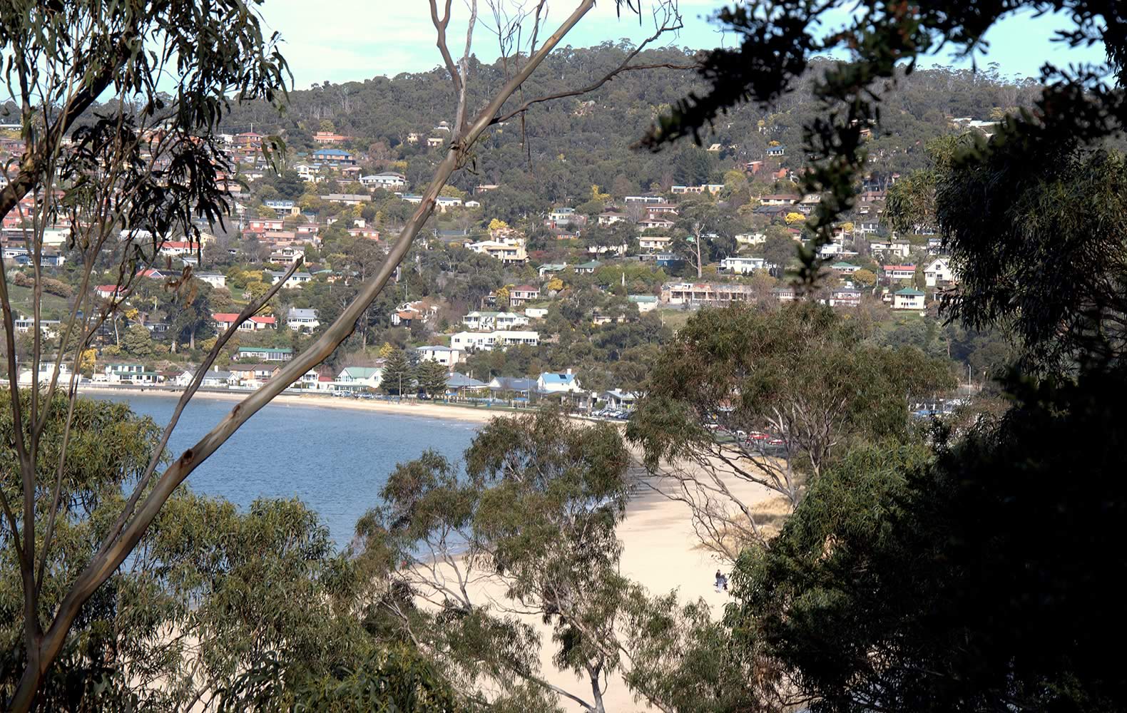 View of Kingston Beach from Alum Cliffs Track. Photo: Kingborough Council.