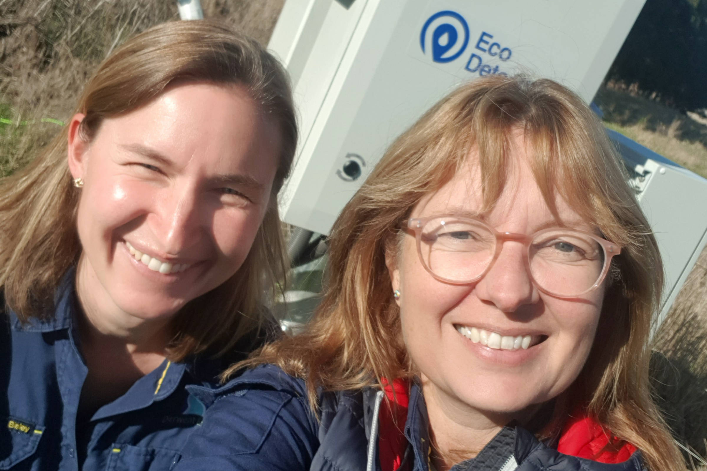 Bernadette Proemse and DEP CEO, Ursula Taylor, on-site at a water quality monitoring location. Photo: Derwent Estuary Program.