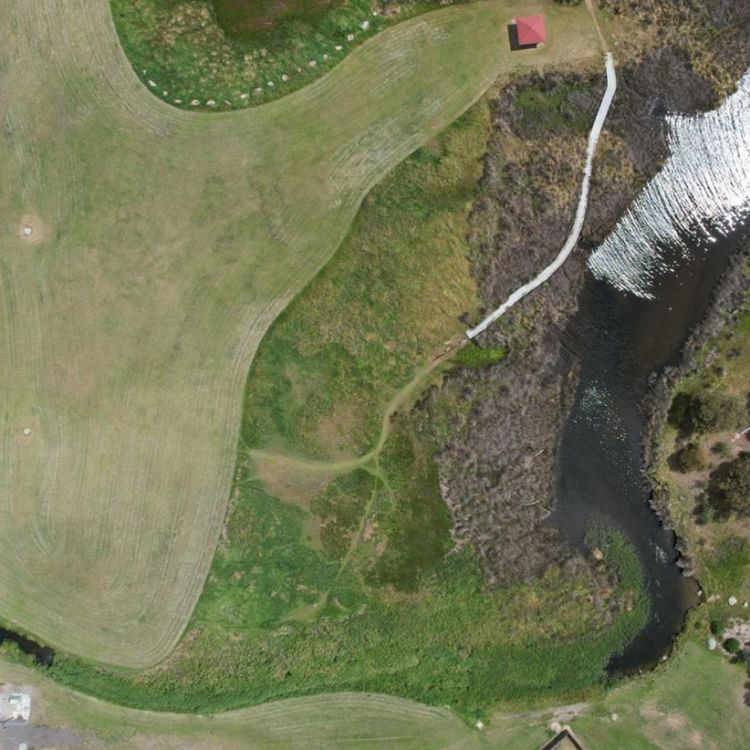 Aerial drone imagery before excavation works at Windermere Bay Photo: Mark Bachmann, Nature Glenelg Trust.