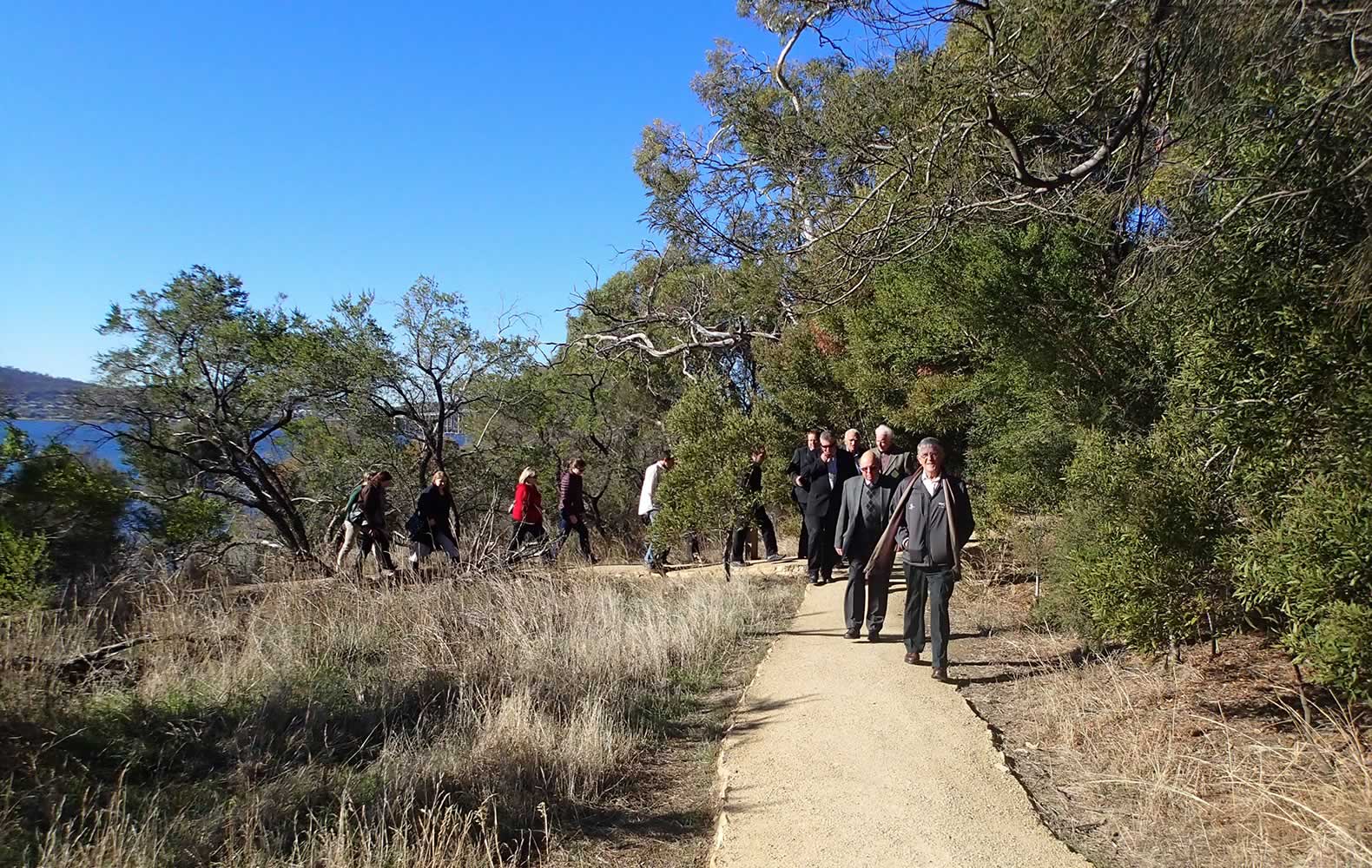Taking a stroll after the official launch ceremony for Greater Hobart Trails. Photo: Derwent Estuary Program.