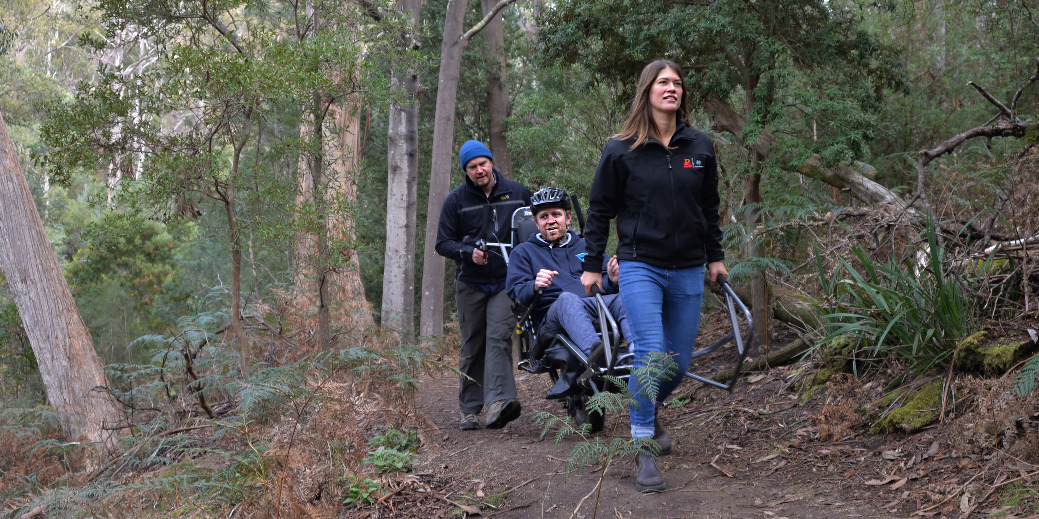 Exploring a track with the TrailRider at Waterworks Reserve. Photo: John Sampson.